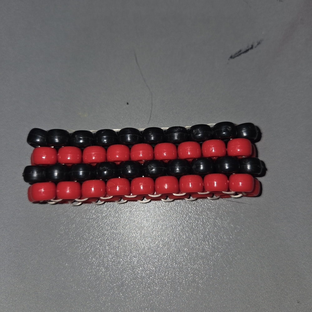 Red and Black Beaded Cuff
